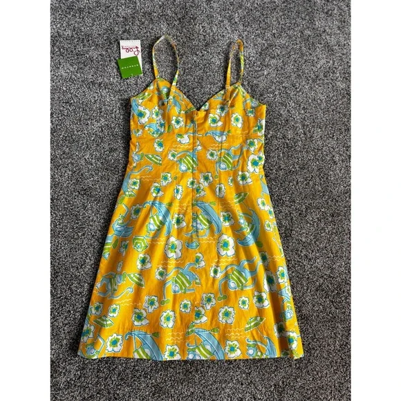 Lilly Pulitzer Sleeveless Mini‎ Dress V-Neck Monkey Print Yellow Size 4 NWT - Picture 4 of 12